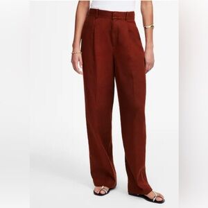 Madewell Slouchy Straight Pants in 100% Linen - Henna color
